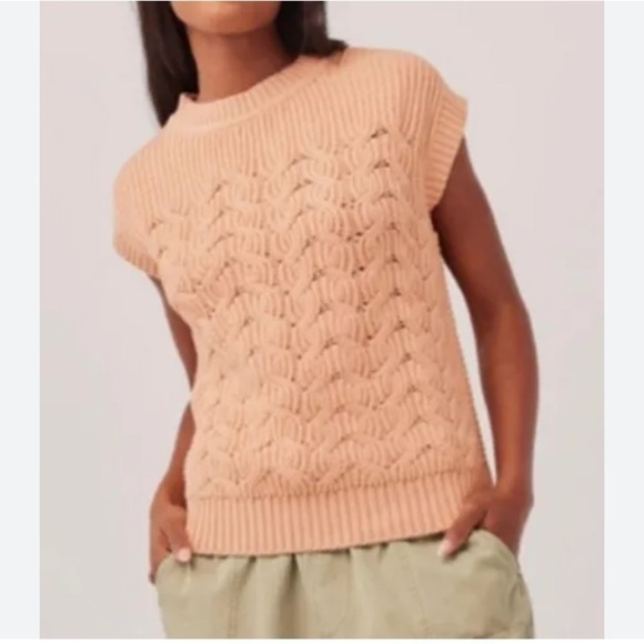 Pact Jackets & Blazers - Pact Blush Pink Chunky Knit Cap Sleeve Crewneck Sweater Vest Size XXLarge